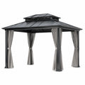 Gartenpavillon aus Aluminium mit Polycarbonatdach Dunkelgrau 300x400 cm