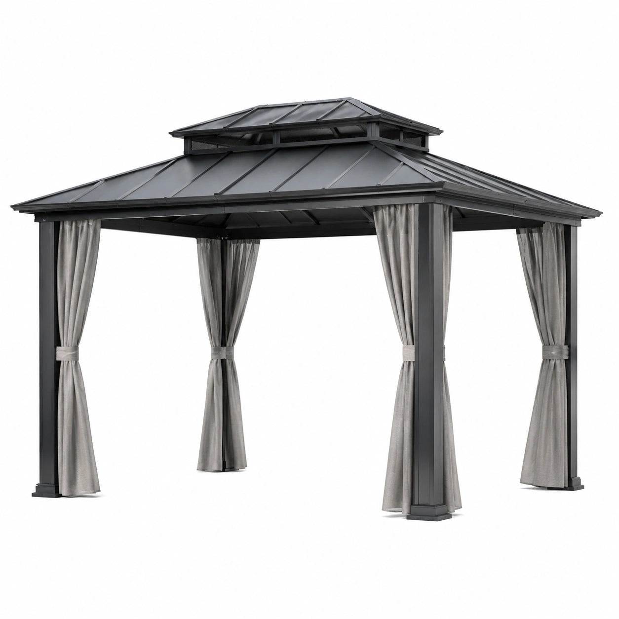 Gartenpavillon aus Aluminium mit Polycarbonatdach Dunkelgrau 300x400 cm