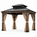 Pavillon aus Stahl mit Stahlblechdach Schwarz Beige 300x400cm