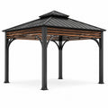 Pavillon aus Stahl und Holz in Schwarz und Braun 300x300 cm