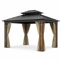Pavillon aus Aluminium mit Polyester-Vorhängen Khaki 400x300cm