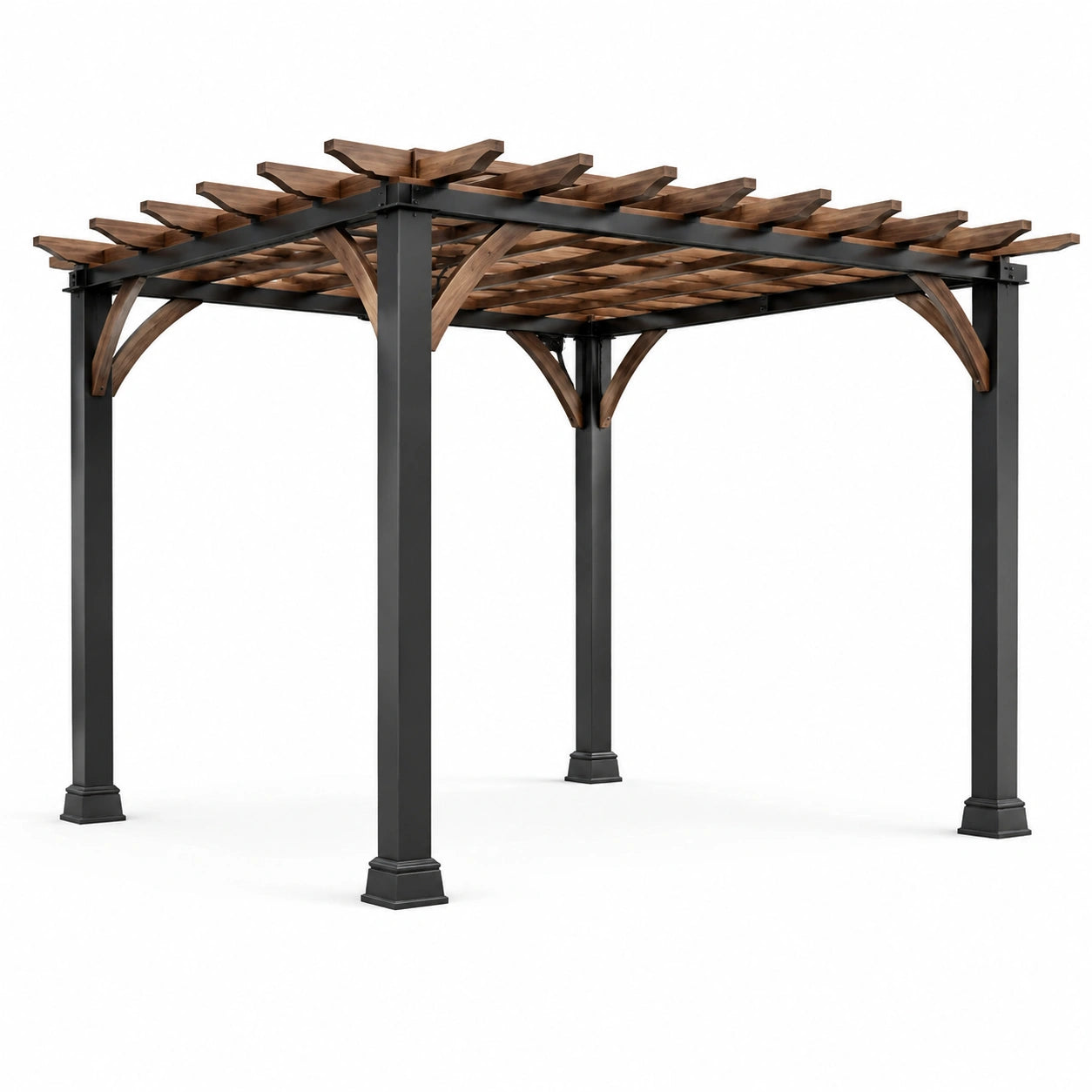 Pergola aus Stahl und Kiefernholz 300x300x240 cm
