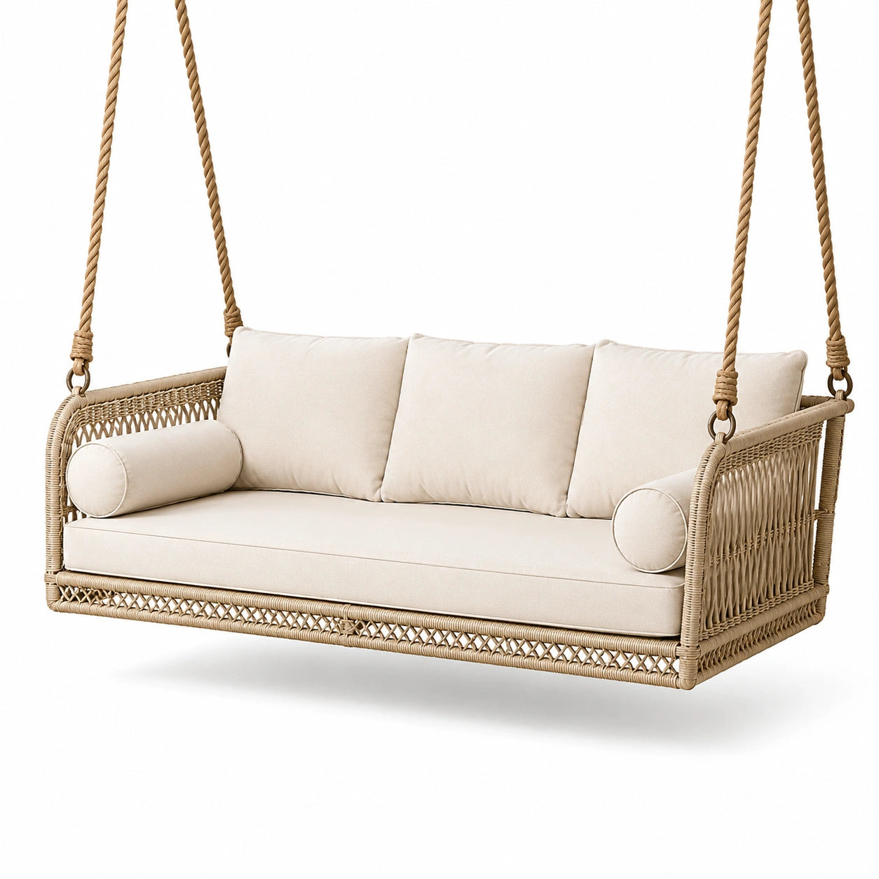 Rattan-Hängeschaukel mit Polyester-Polsterung