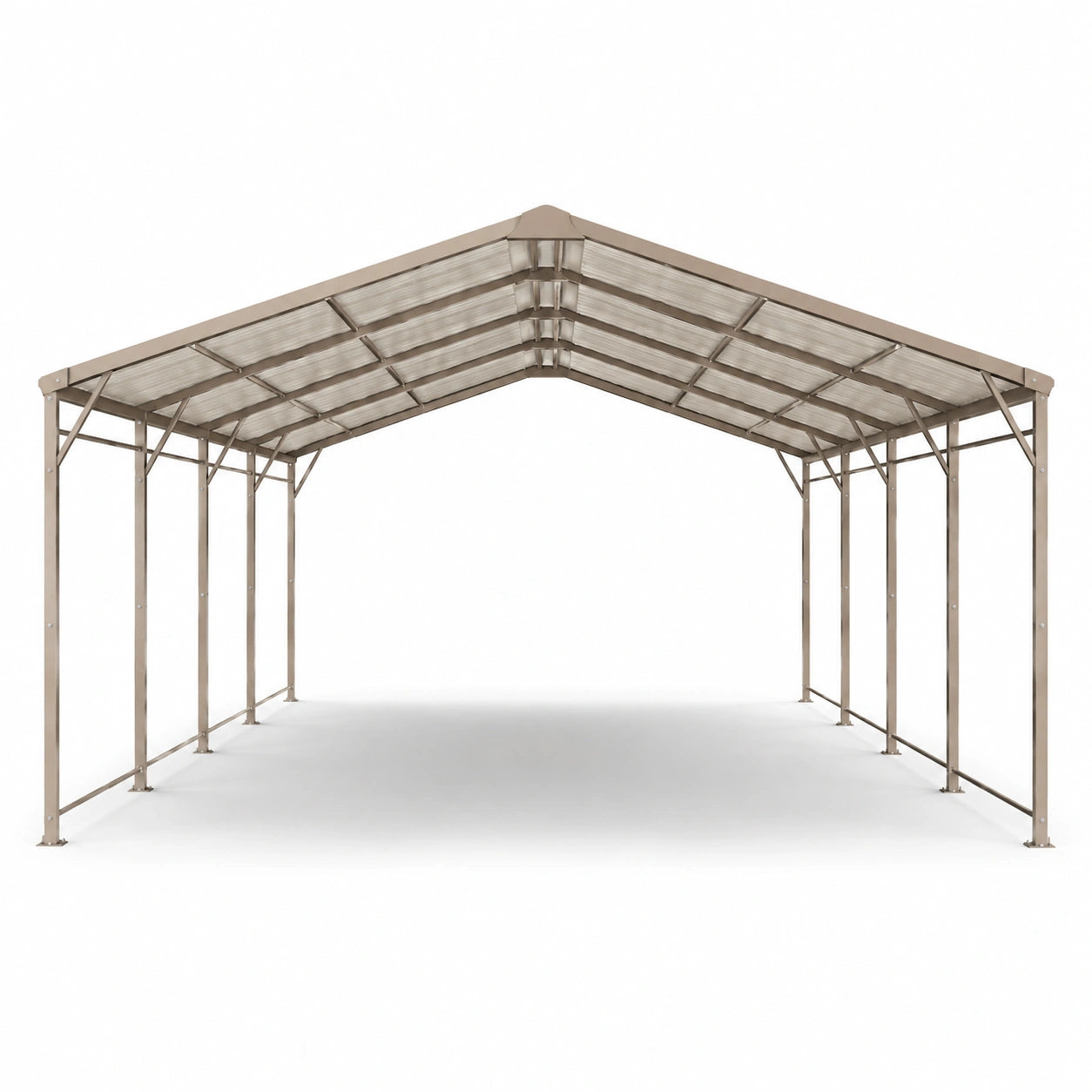 Carport mit Stahlrahmen und Polycarbonat-Dach Beige 600x300x250 cm