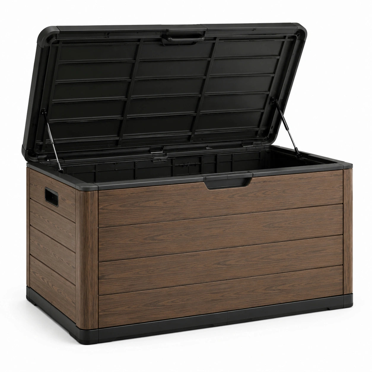 Garten-Aufbewahrungsbox Holzoptik Kunststoff Dunkelbraun/Schwarz 155x72x64 cm