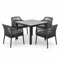 Gartenmöbel-Set aus Aluminium und Polyestergeflecht in Grau mit Tisch 100x100cm