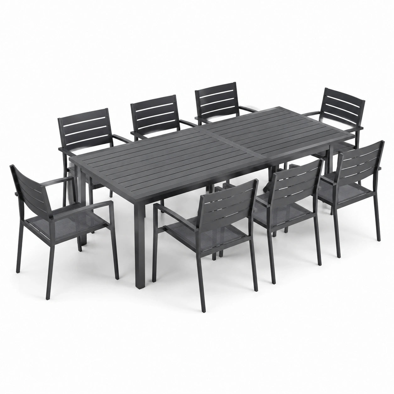 Garten-Essgruppe Metall Rechteckig 8 Personen Schwarz 200x100cm
