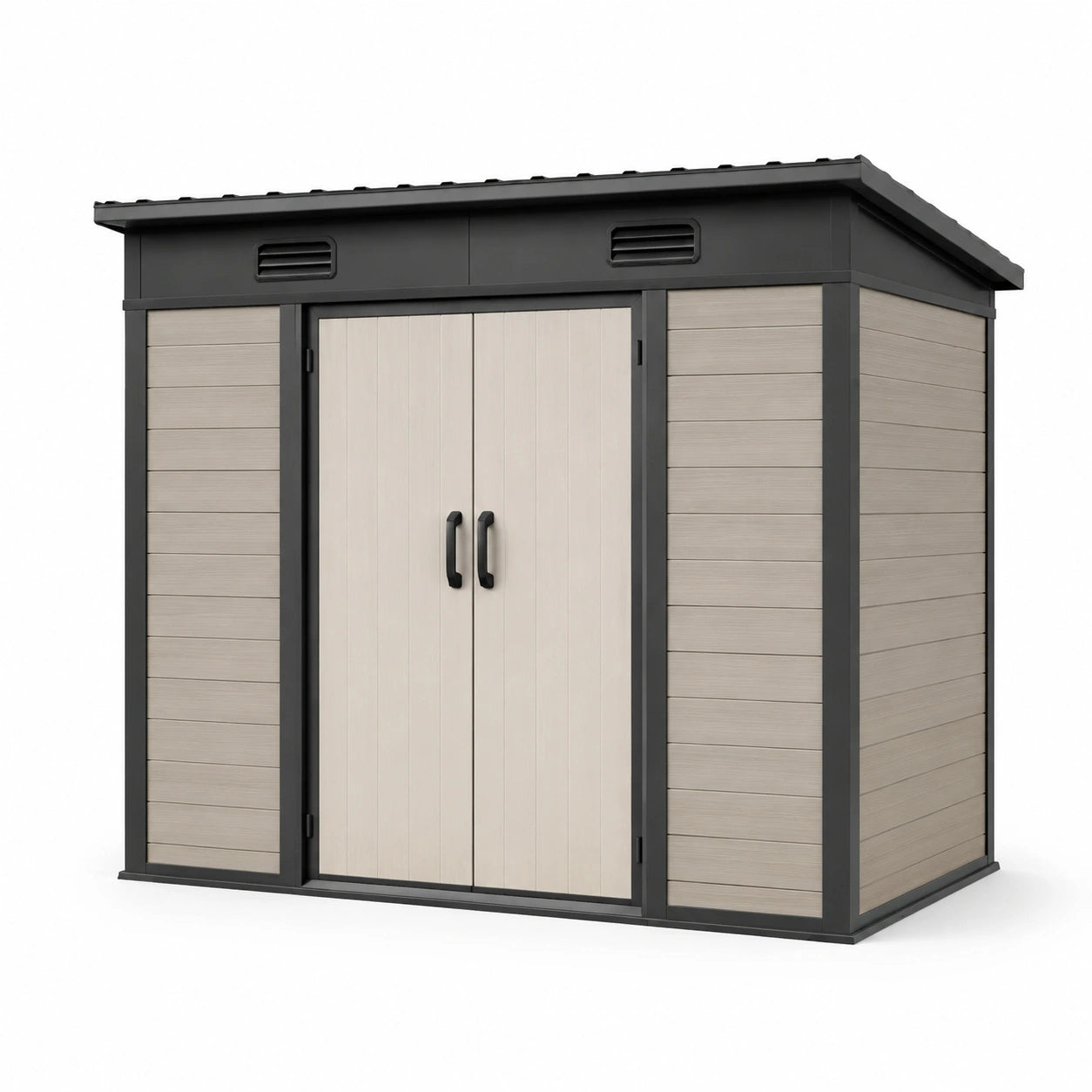 Kunststoff Gartenhaus Holzoptik 195x122x221 cm mit Flachdach