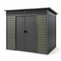 Metall Gartenhaus mit WPC Paneelen Grau/Grün