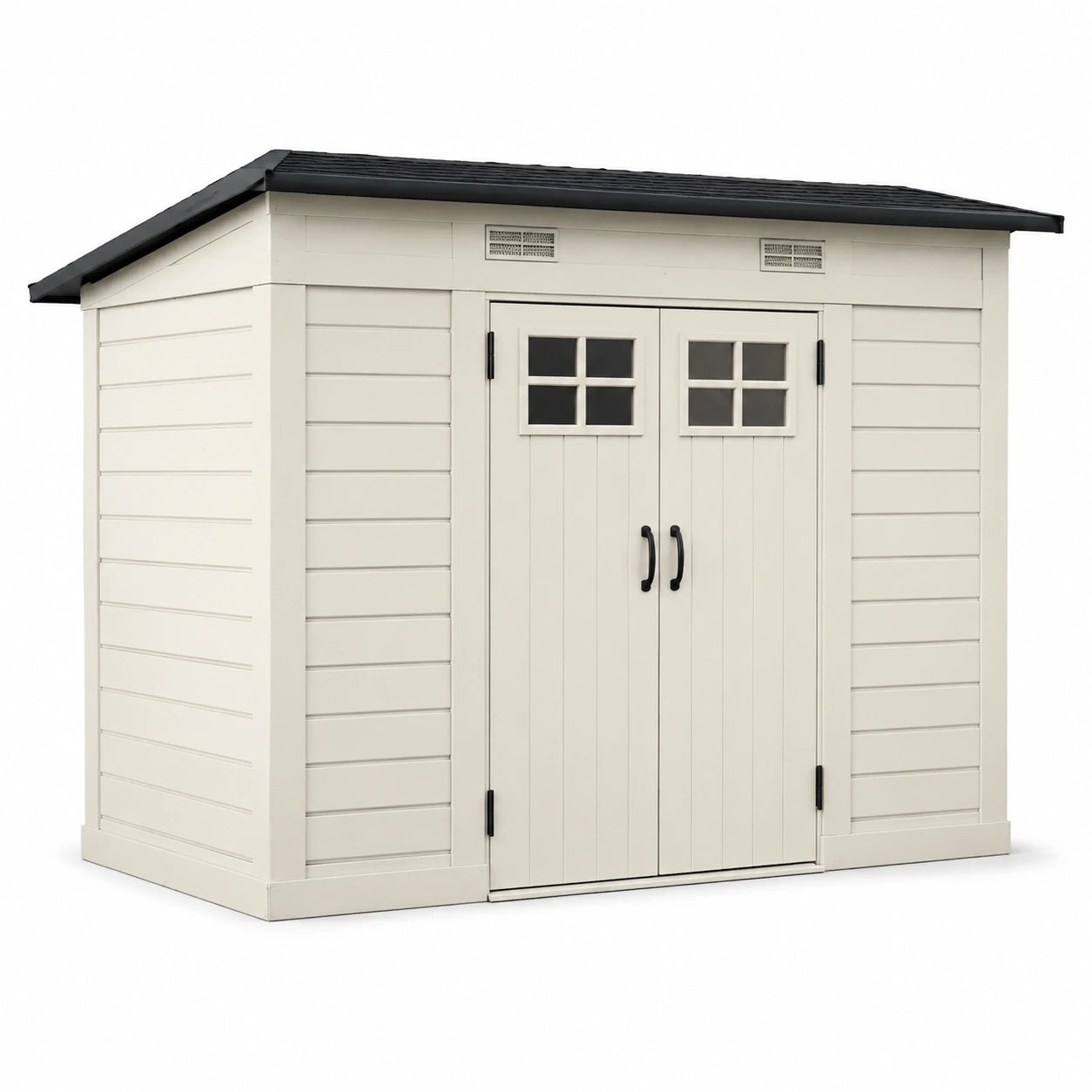 Gartenhaus aus Polyvinylchlorid (PVC) in Beige mit Flachdach 182 cm x 117 cm x 202 cm