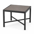 Gartentisch Aluminiumrahmen mit Kunststoffplatte in Holzoptik, Schwarz, 85x85x75 cm