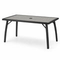 Rechteckiger Gartentisch Aluminium Holz-Kunststoffplatte Grau