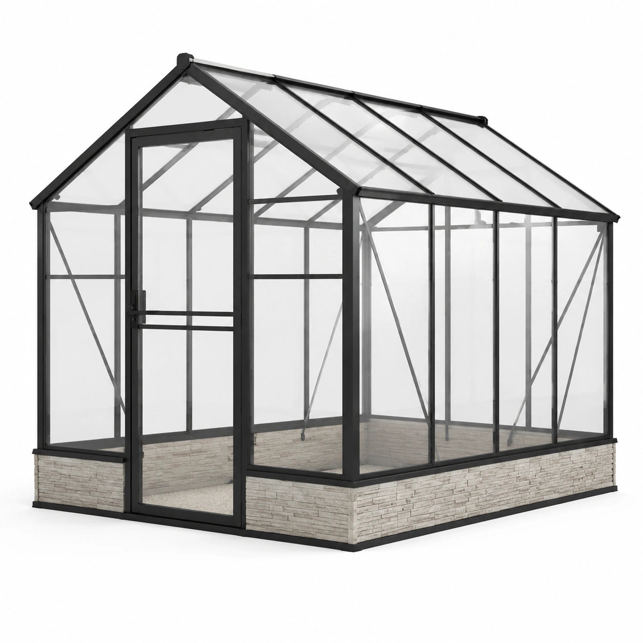 Aluminium Gewächshaus mit Polycarbonat Schwarz 300x250x190 cm