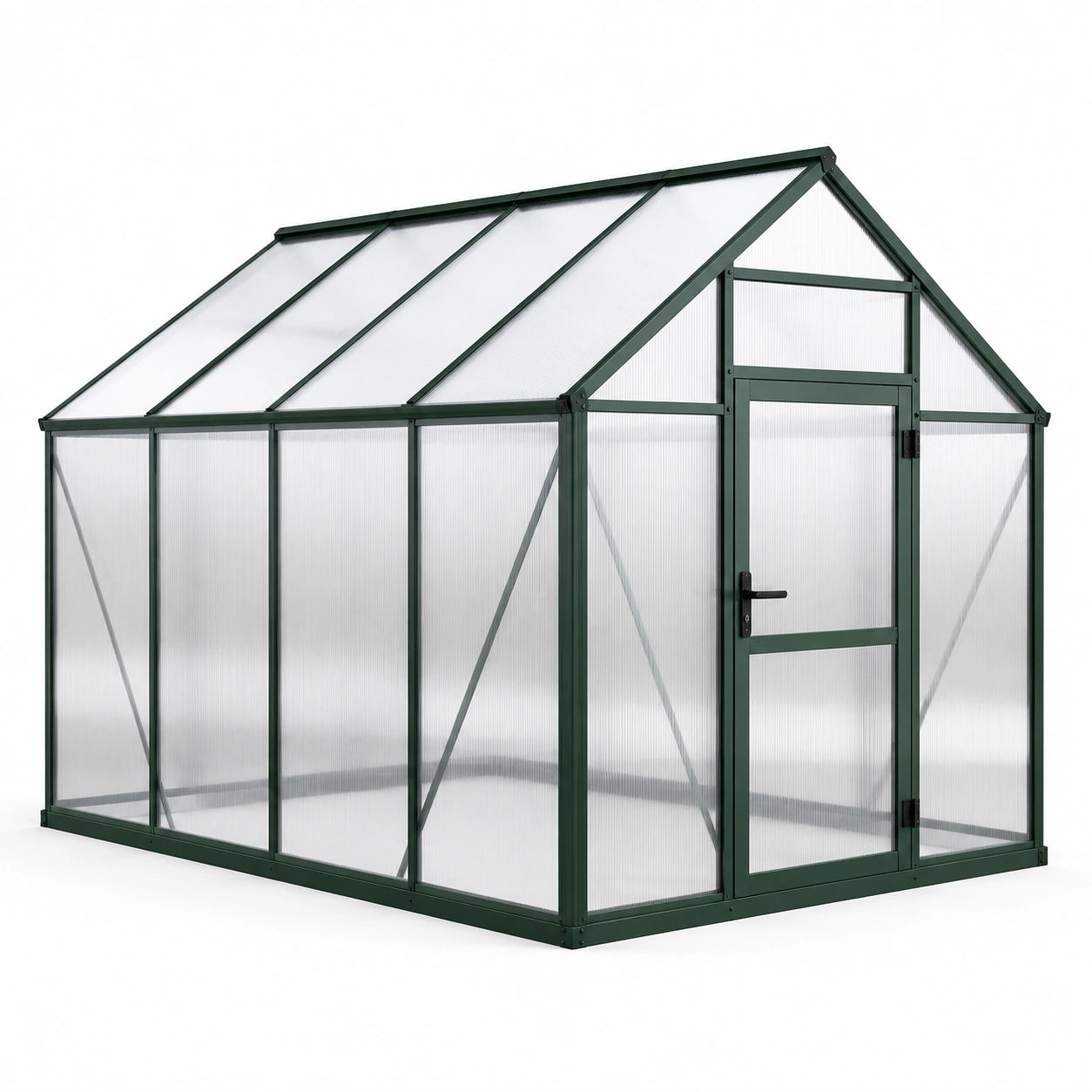 Aluminium Gewächshaus mit Polycarbonat Platten Grün