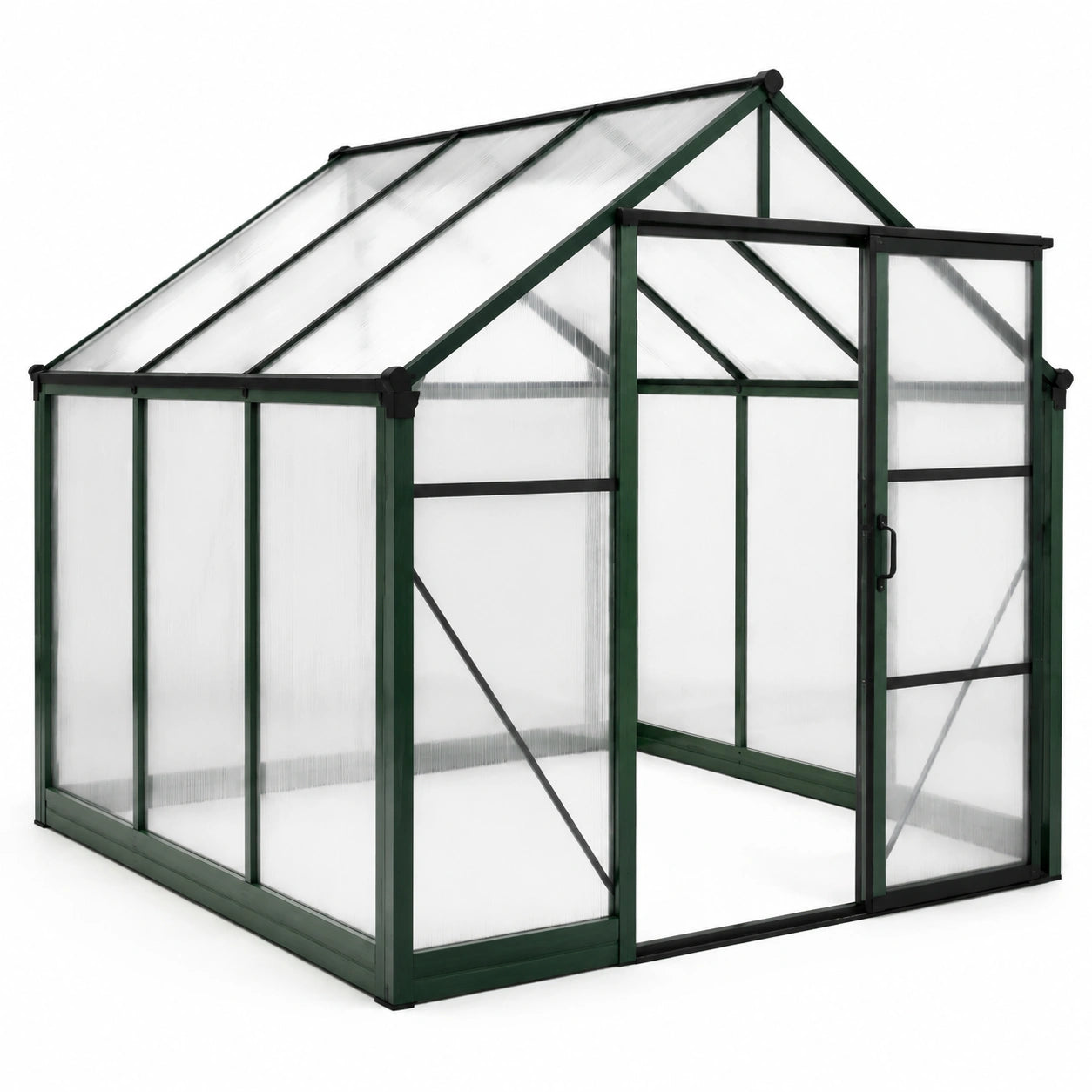 Gewächshaus Aluminium Polycarbonat Grün 190x185x195 cm