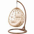 Rattan Hängesessel Beige mit Stahlgestell