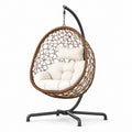 Rattan Hängesessel mit Polyester Kissen Braun/Creme