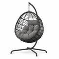 Hängesessel aus Poly-Rattan mit Stahlrahmen und Kissen, Schwarz/Grau
