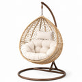 Hängesessel aus Rattan mit Stahlgestell, Beige
